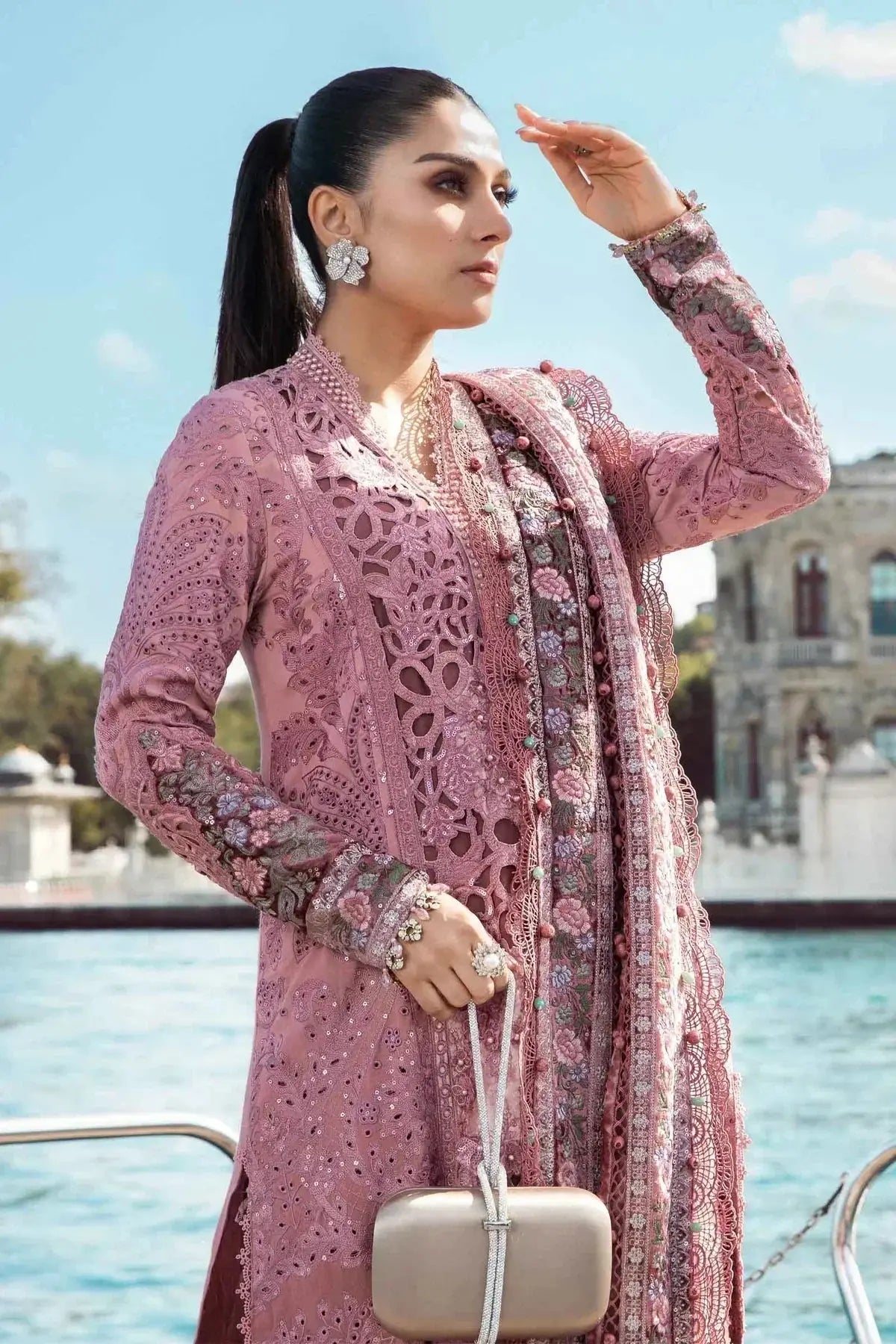 Maria B | Linen 23 | Ash Pink DL-1106 - Pakistani Designer Dress - by Maria B | Type: Luxury - 100% Original at Saira Sultan