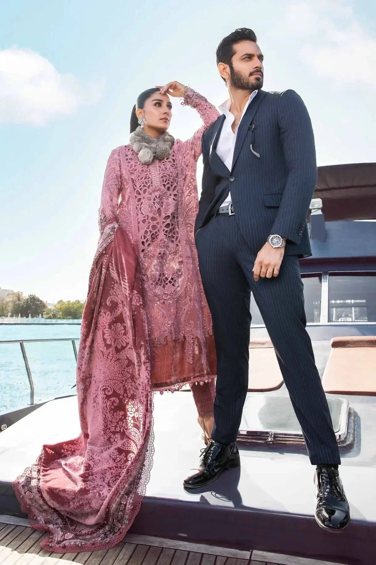 Maria B | Linen 23 | Ash Pink DL-1106 - Pakistani Designer Dress - by Maria B | Type: Luxury - 100% Original at Saira Sultan