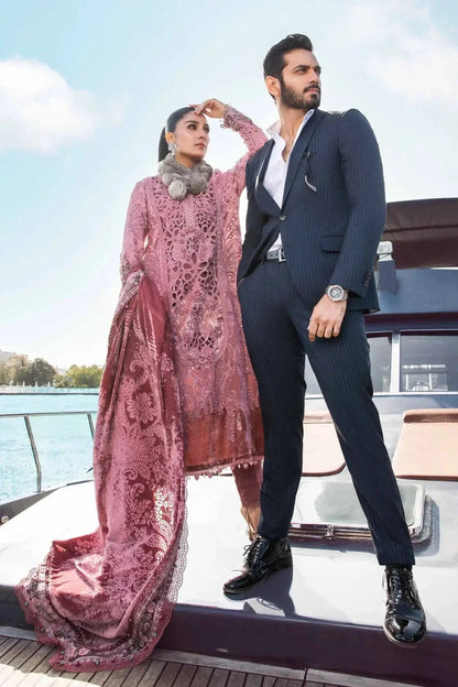 Maria B | Linen 23 | Ash Pink DL-1106 - Pakistani Designer Dress - by Maria B | Type: Luxury - 100% Original at Saira Sultan