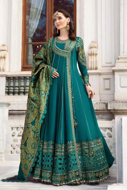 Maria B | Linen 23 | Emerald Green DL-1107 - Pakistani Designer Dress - by Maria B | Type: Luxury - 100% Original at Saira Sultan