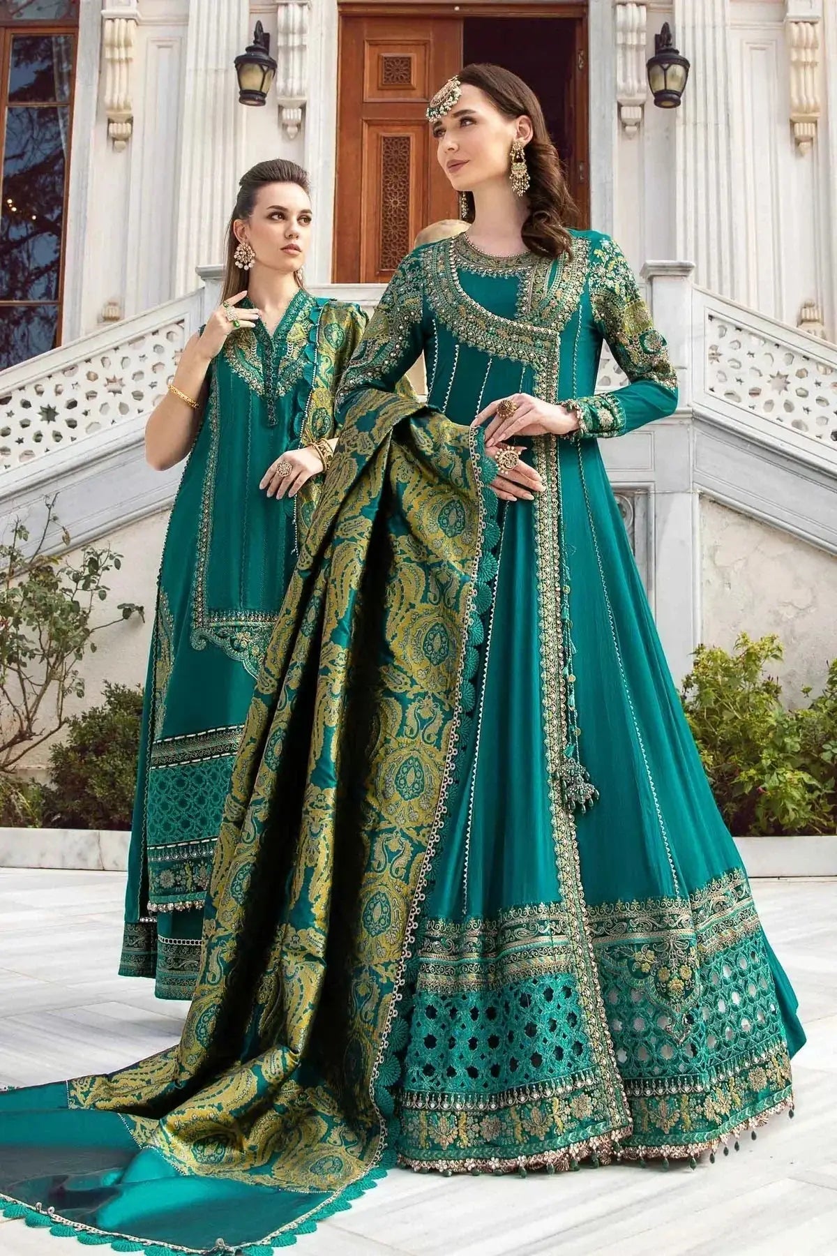 Maria B | Linen 23 | Emerald Green DL-1107 - Pakistani Designer Dress - by Maria B | Type: Luxury - 100% Original at Saira Sultan