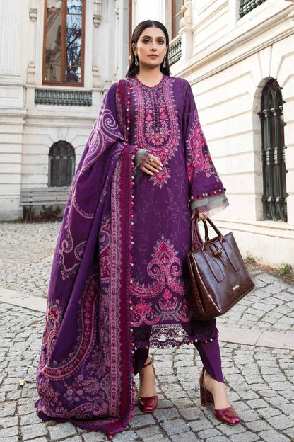 Maria B | Linen 23 | Purple DL-1108 - Pakistani Designer Dress - by Maria B | Type: Luxury - 100% Original at Saira Sultan