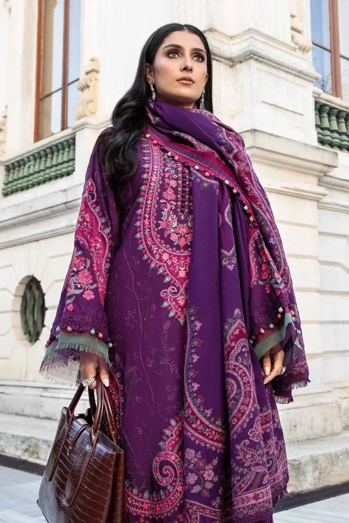 Maria B | Linen 23 | Purple DL-1108 - Pakistani Designer Dress - by Maria B | Type: Luxury - 100% Original at Saira Sultan