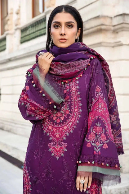Maria B | Linen 23 | Purple DL-1108 - Pakistani Designer Dress - by Maria B | Type: Luxury - 100% Original at Saira Sultan