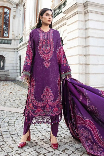 Maria B | Linen 23 | Purple DL-1108 - Pakistani Designer Dress - by Maria B | Type: Luxury - 100% Original at Saira Sultan