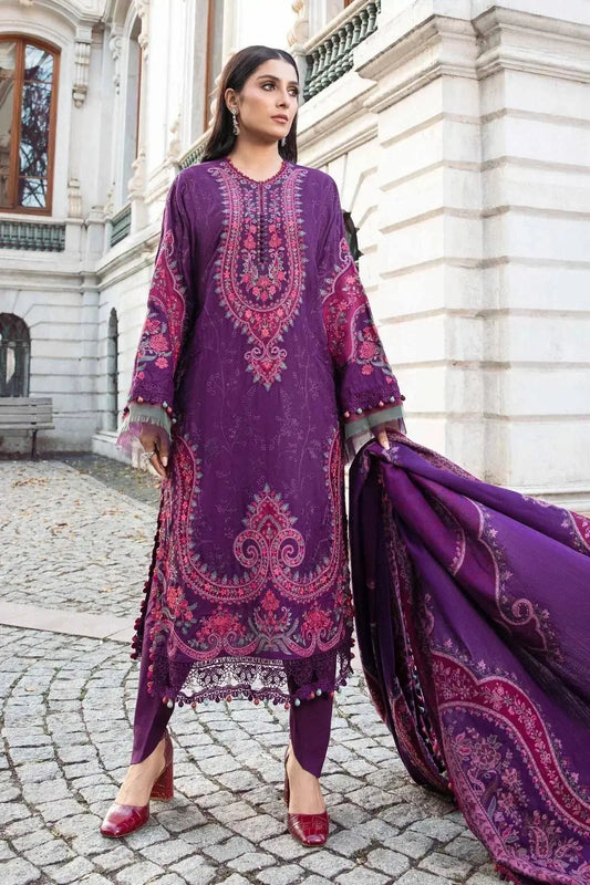 Maria B | Linen 23 | Purple DL-1108 - Pakistani Designer Dress - by Maria B | Type: Luxury - 100% Original at Saira Sultan