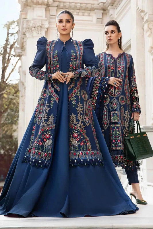 Maria B | Linen 23 | Navy Blue DL-1109 - Pakistani Designer Dress - by Maria B | Type: Luxury - 100% Original at Saira Sultan