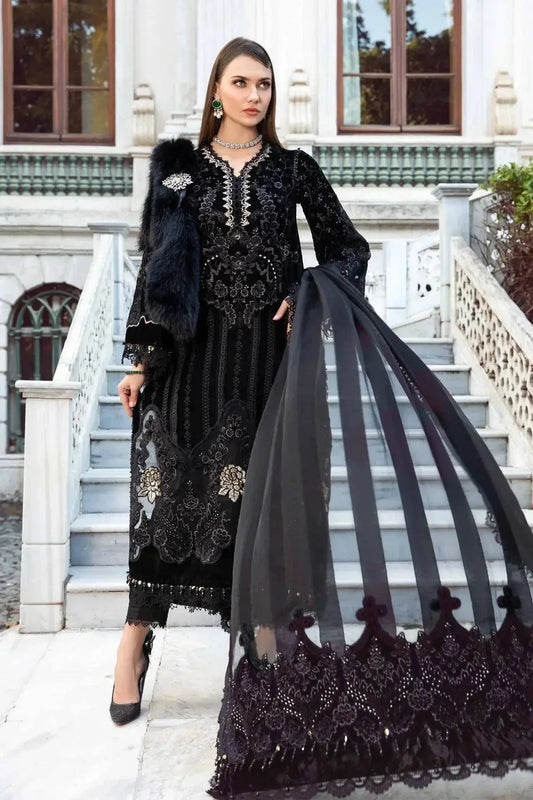 Maria B | Linen 23 | Black & Gold DL-1111 - Pakistani Designer Dress - by Maria B | Type: Luxury - 100% Original at Saira Sultan