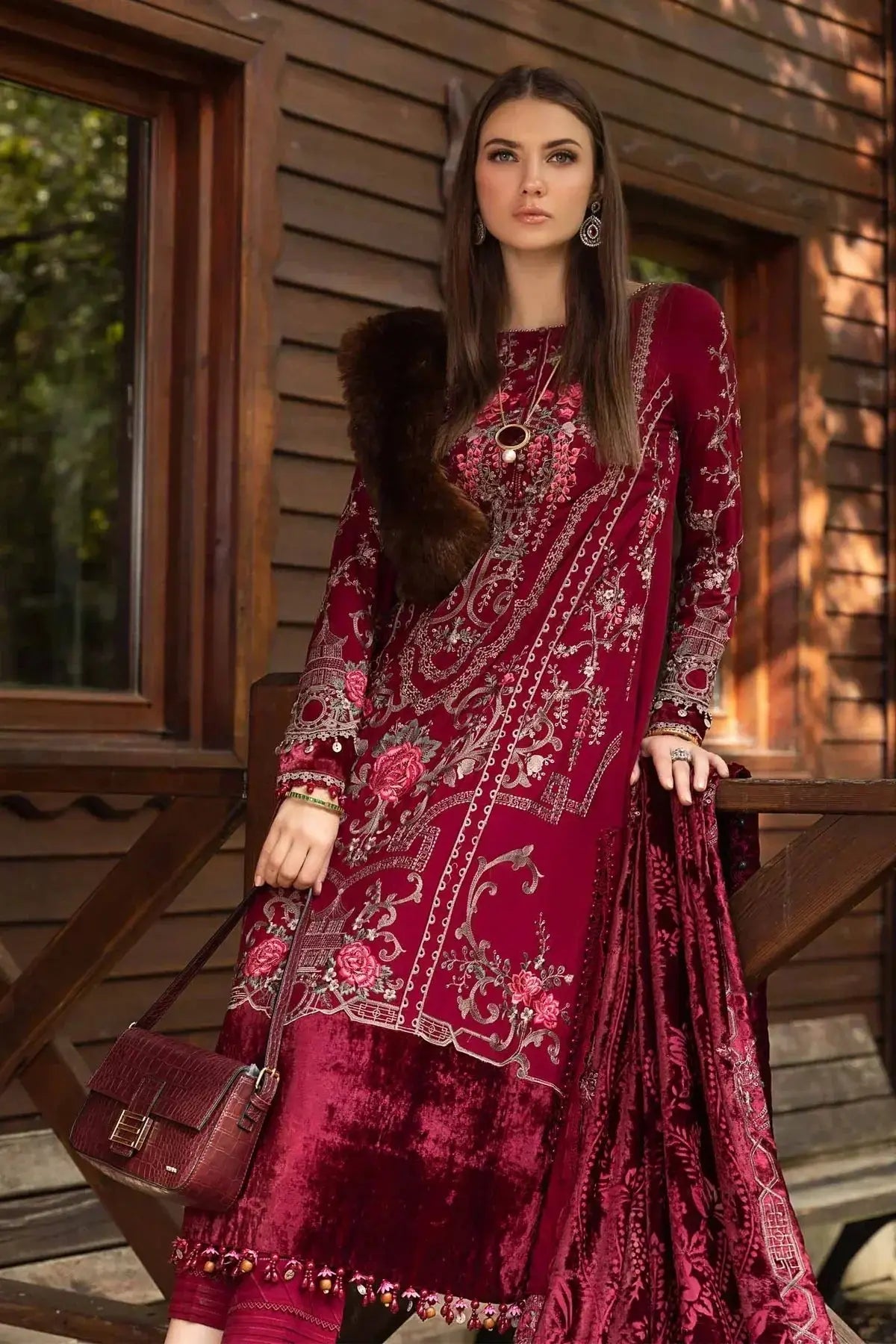 Maria B | Linen 23 | Deep Pink DL-1112 - Pakistani Designer Dress - by Maria B | Type: Luxury - 100% Original at Saira Sultan