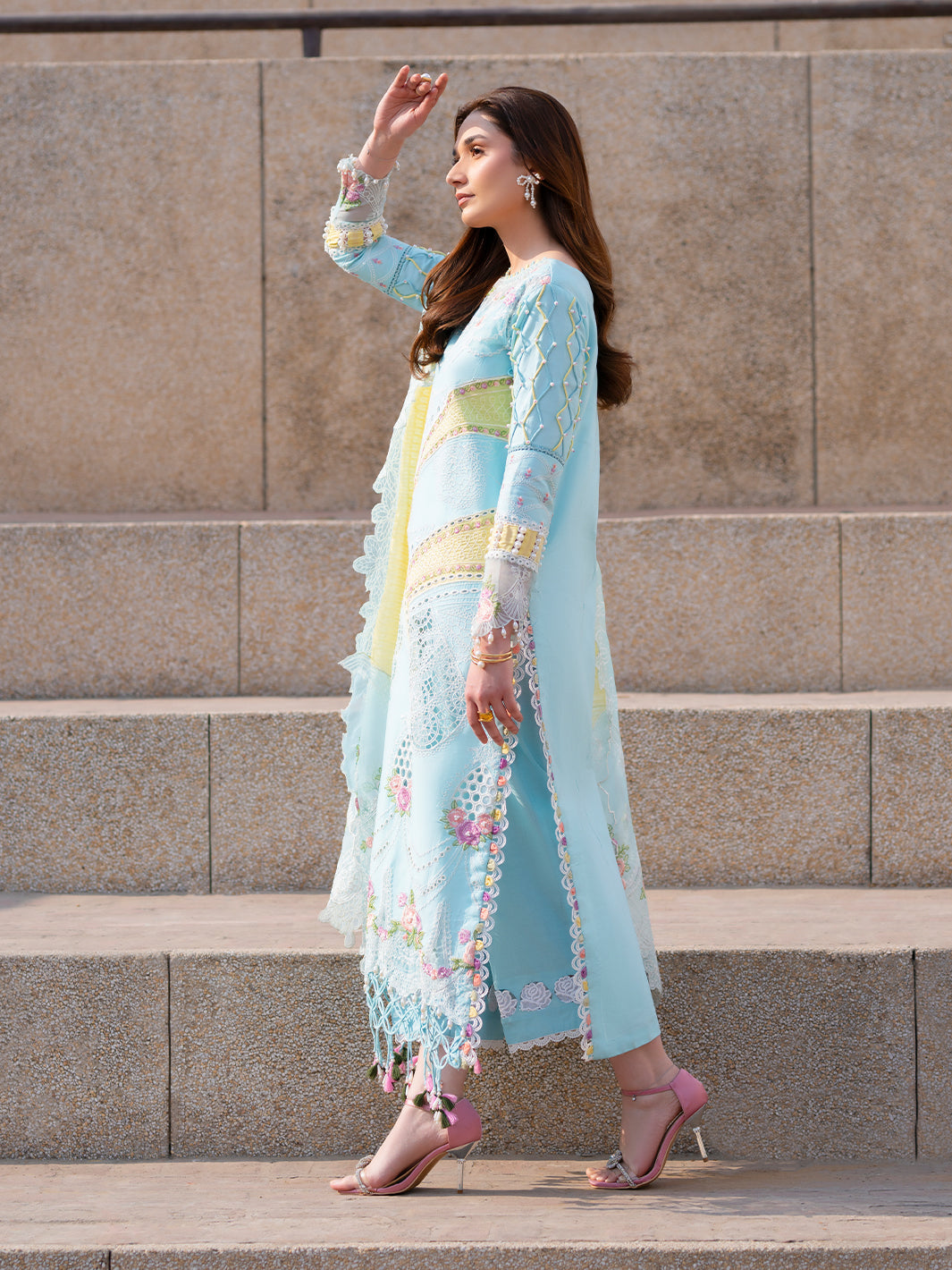 Parishay | Dil e Raqsam Festive Eid Lawn | DR-01 Custom Size Light Blue Lawn