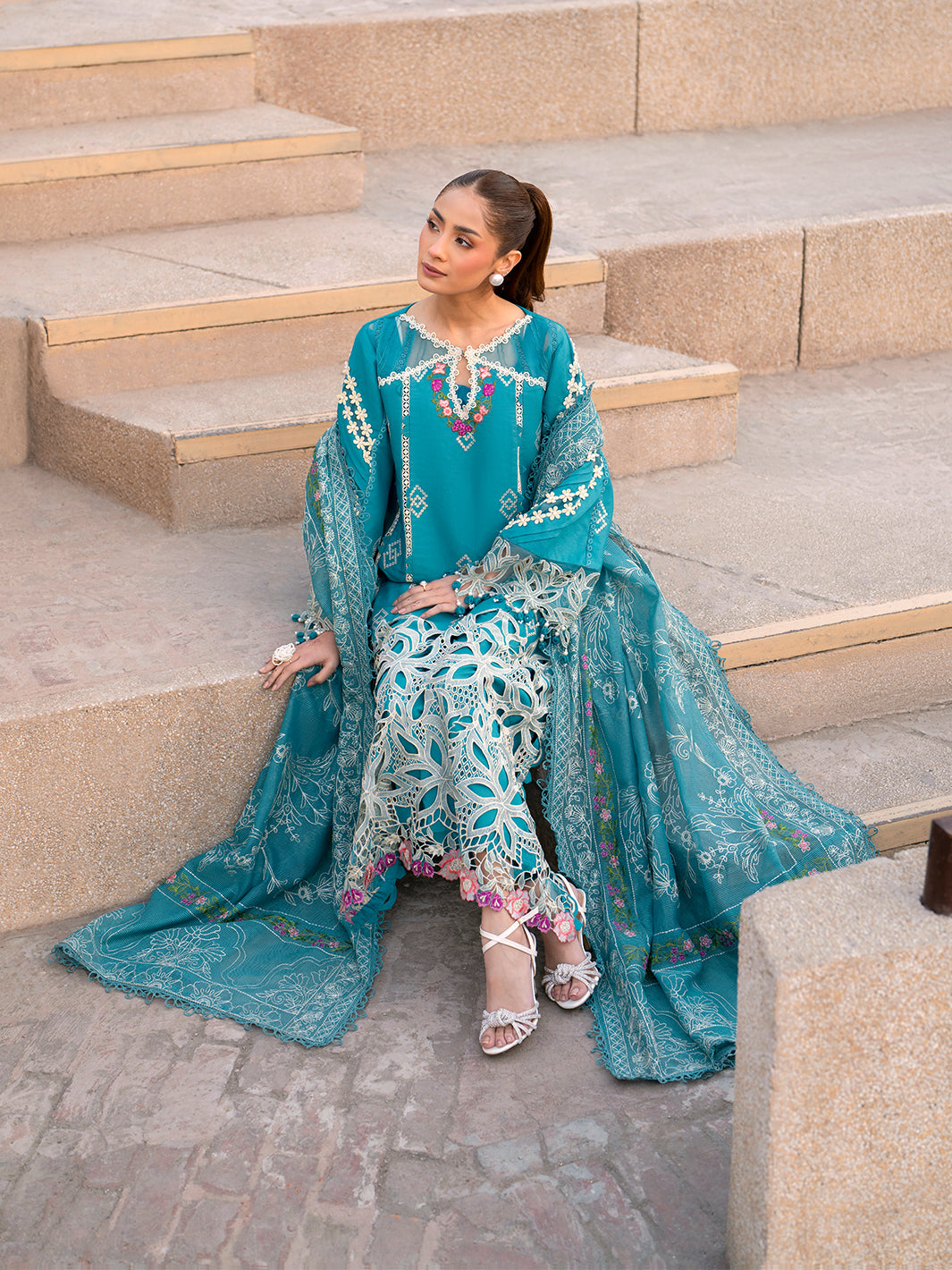 Parishay | Dil e Raqsam Festive Eid Lawn | DR-03 XL Denium Blue Lawn
