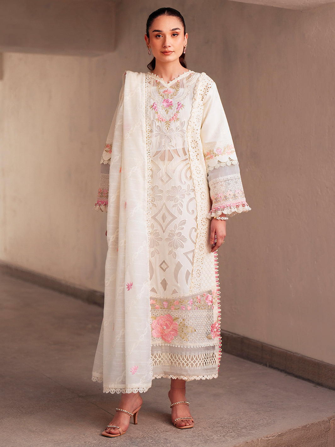 Parishay | Dil e Raqsam Festive Eid Lawn | DR-05 Custom Size Ivory Lawn