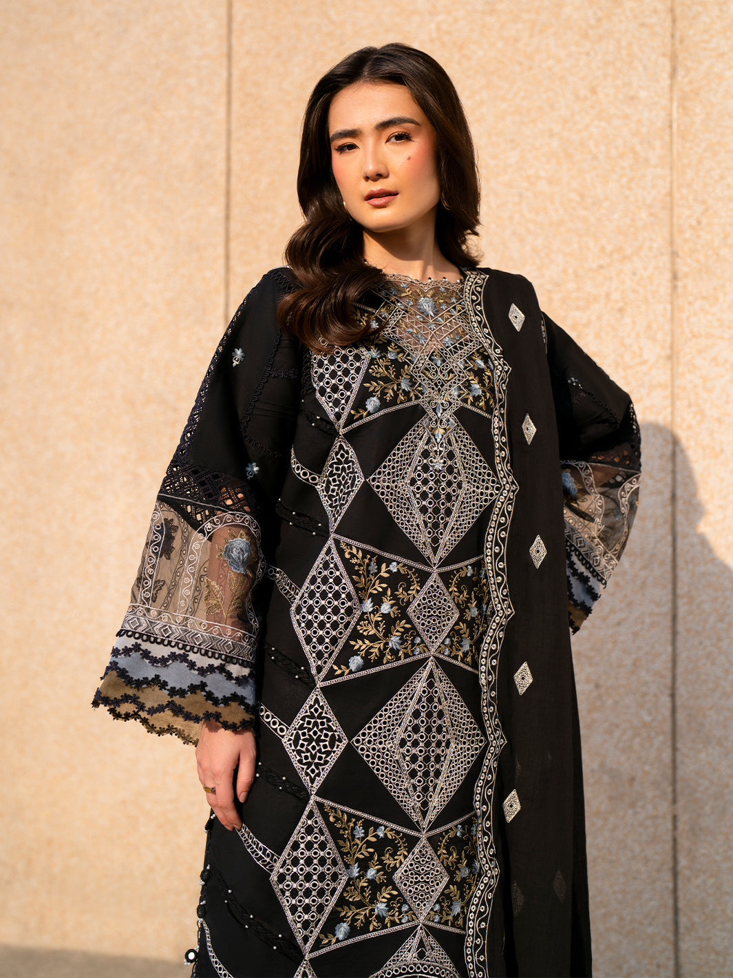 Parishay | Dil e Raqsam Festive Eid Lawn | DR-08 M Black Lawn