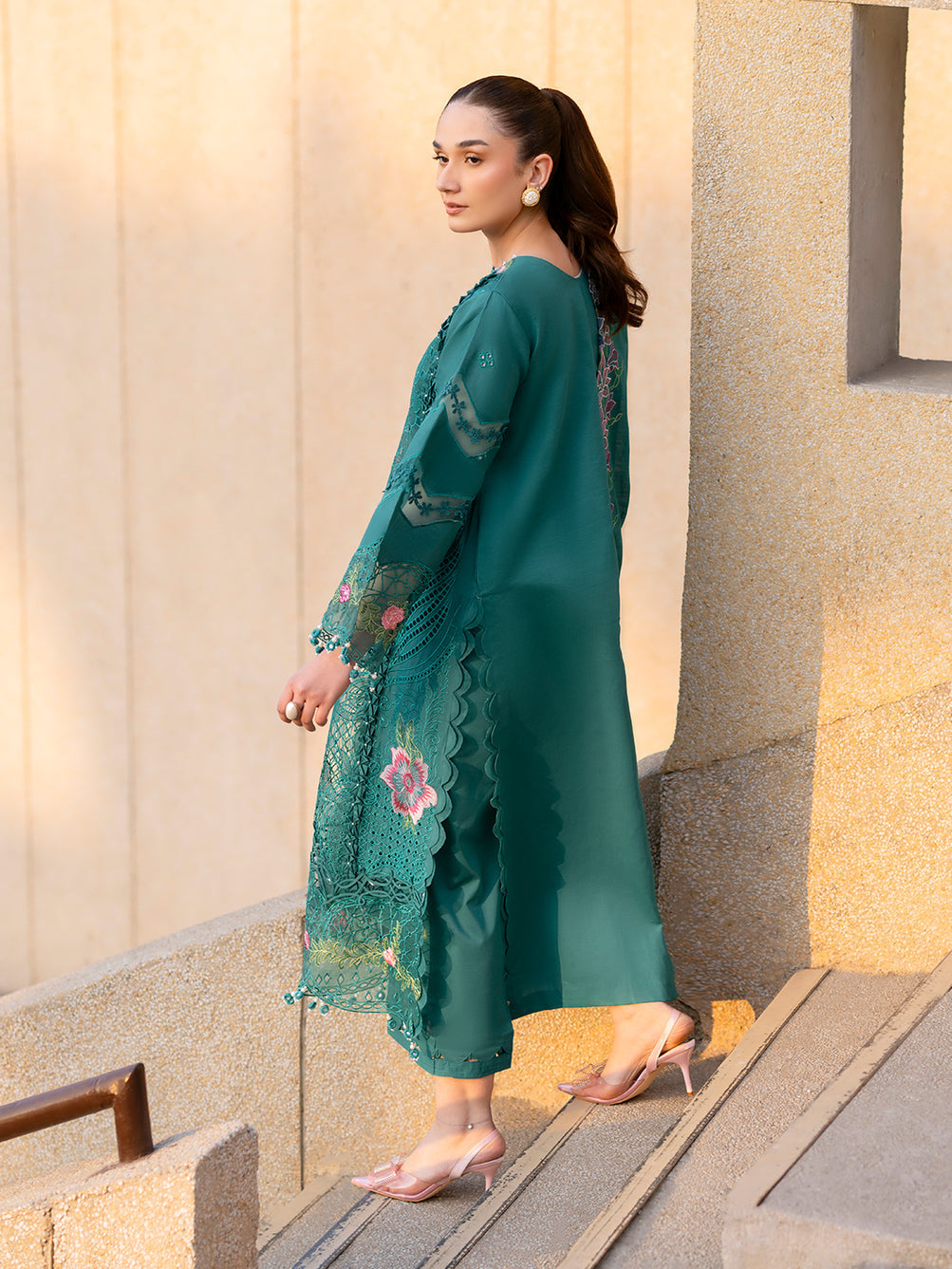 Parishay | Dil e Raqsam Festive Eid Lawn | DR-09 S Teal Green Lawn