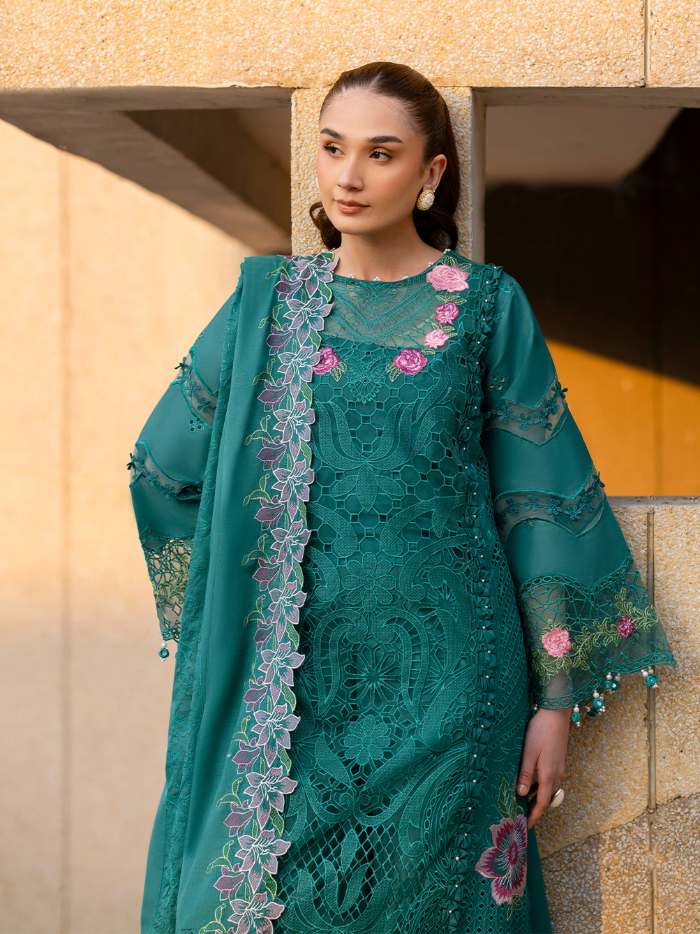Parishay | Dil e Raqsam Festive Eid Lawn | DR-09 M Teal Green Lawn