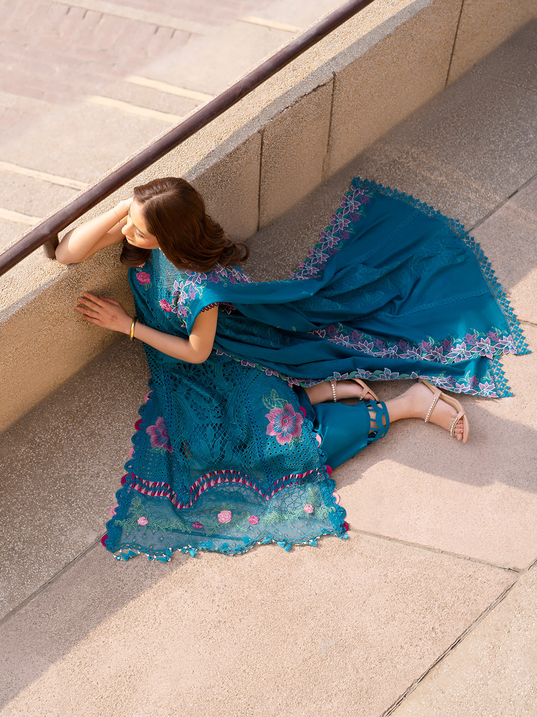 Parishay | Dil e Raqsam Festive Eid Lawn | DR-10 L Teal Blue Lawn