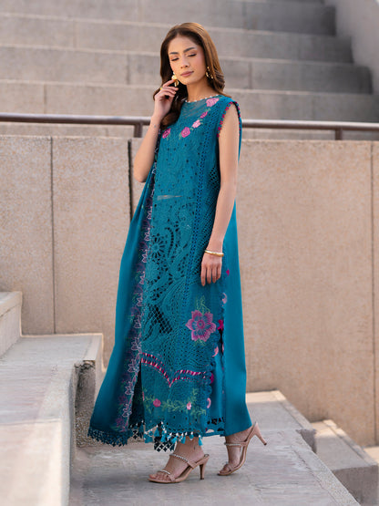 Parishay | Dil e Raqsam Festive Eid Lawn | DR-10 Custom Size Teal Blue Lawn