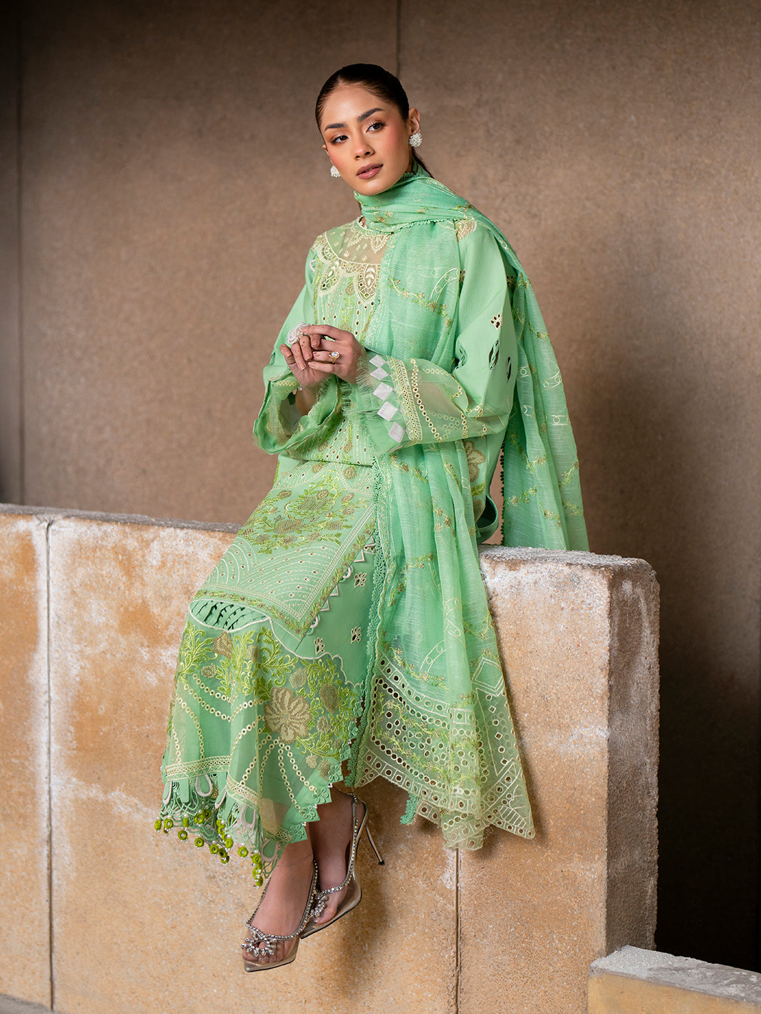 Parishay | Dil e Raqsam Festive Eid Lawn | DR-11 M Aqua Green Lawn