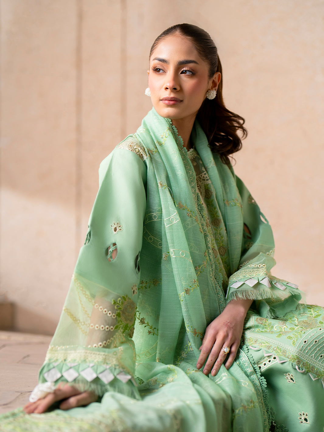 Parishay | Dil e Raqsam Festive Eid Lawn | DR-11 L Aqua Green Lawn