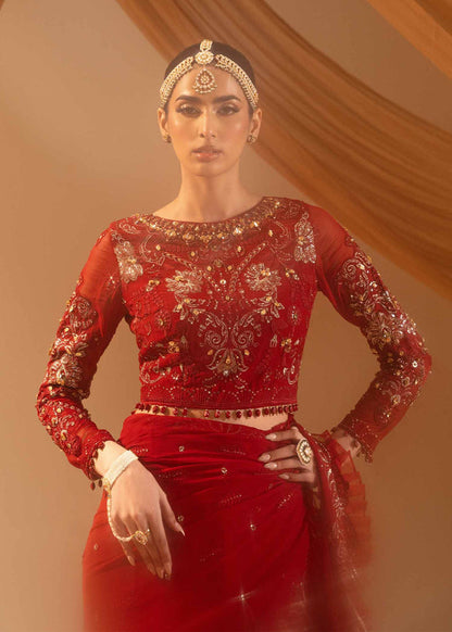 Paras by Pasha | Noor -e- Jahan Saree Collection | Laal-e-Jahan M Crimson Chiffon