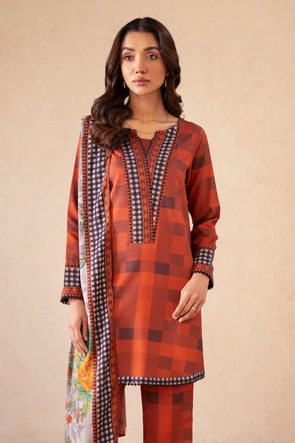 Charizma | Print Melody | CPM-4-S45A M Burnt Orange Raw Silk