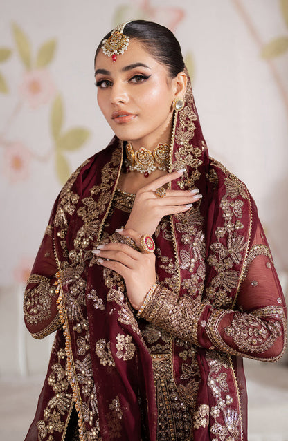 Zarif | Shehnai Luxury Wedding Edit | SHEESHAM L Maroon Chiffon