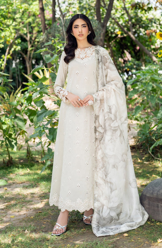Zarif | Nura Textured Lawn 25 | ISARA XS Ivory Lawn