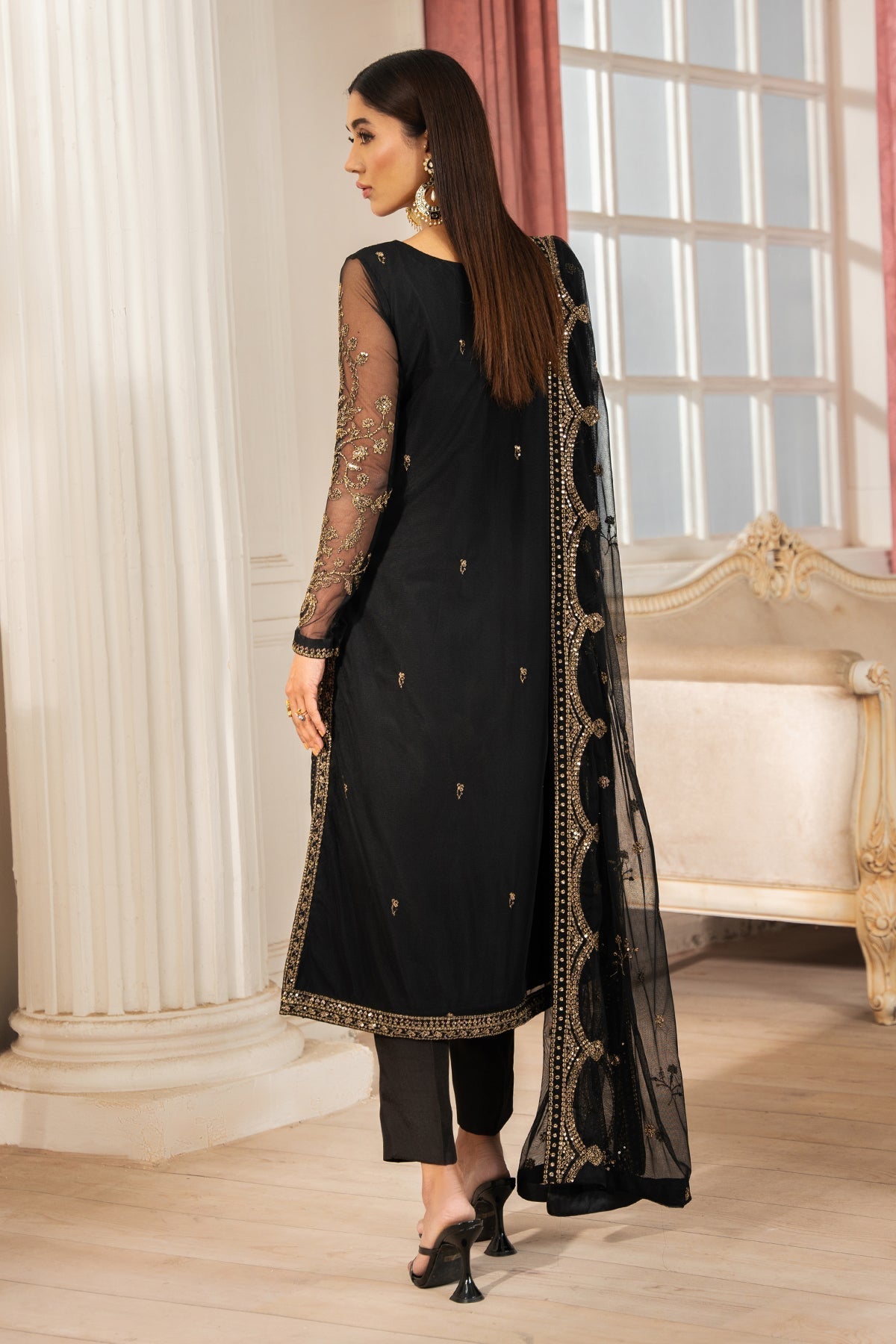 Zarif | Heer Formals | Z-02 YASNA S Black Net