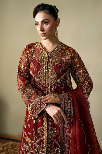 Mina Kashif | Kahani Formals | Serika L Maroon Organza