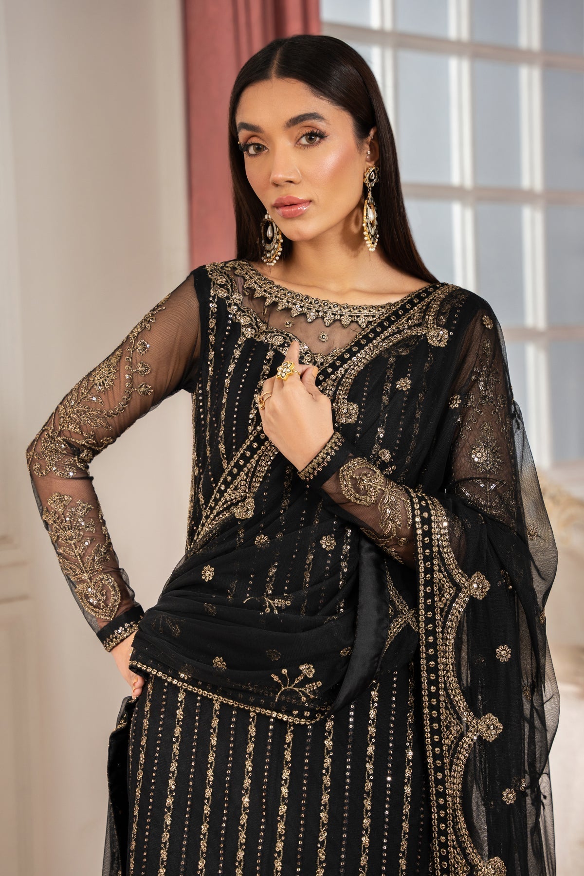Zarif | Heer Formals | Z-02 YASNA L Black Net