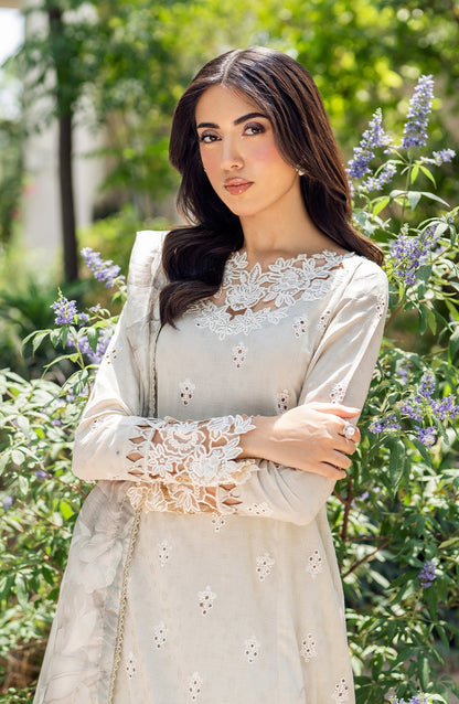 Zarif | Nura Textured Lawn 25 | ISARA L Ivory Lawn
