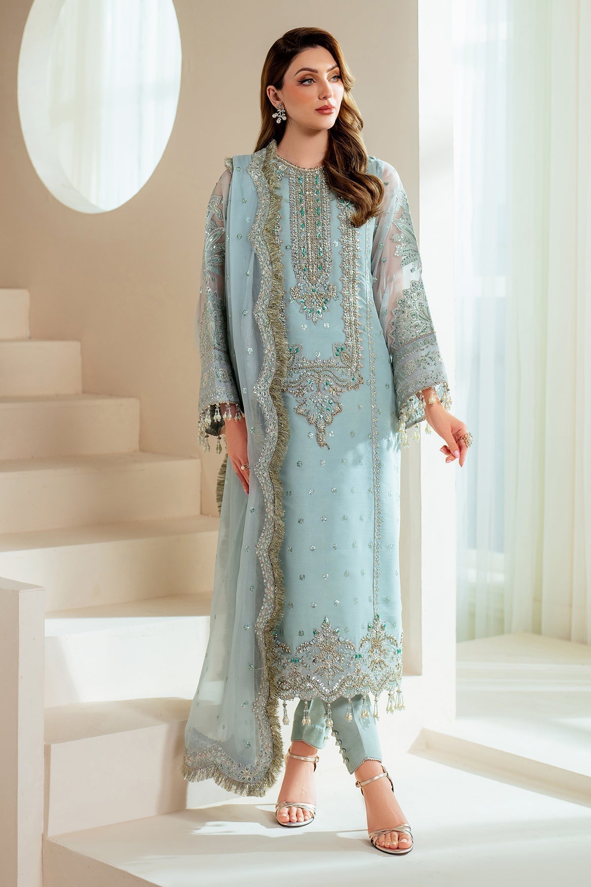 Alizeh | Aymal Chiffon | AF-BHM-4044-Orla XS Sky Blue Chiffon