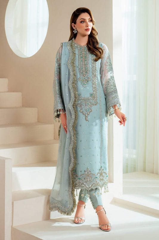 Alizeh | Aymal Chiffon | AF-BHM-4044-Orla XS Sky Blue Chiffon