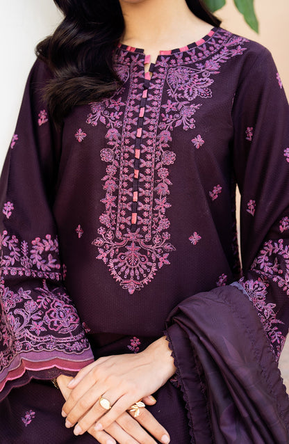 Zarif | Nura Textured Lawn 25 | FAHA M Dark Plum Lawn
