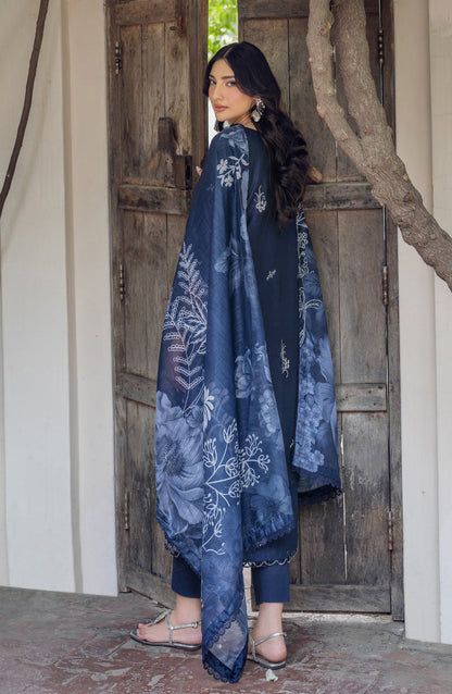 Zarif | Nura Textured Lawn 25 | SEERUM L Navy Lawn