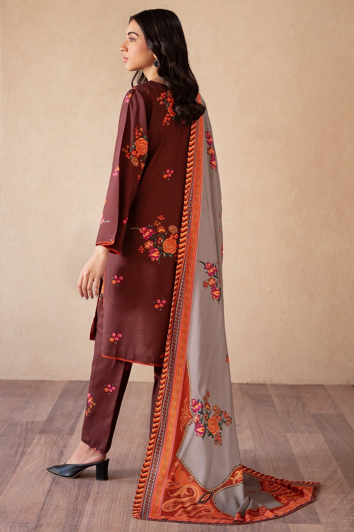 Charizma | Print Melody | CPM-4-S53A M Dark Maroon Raw Silk