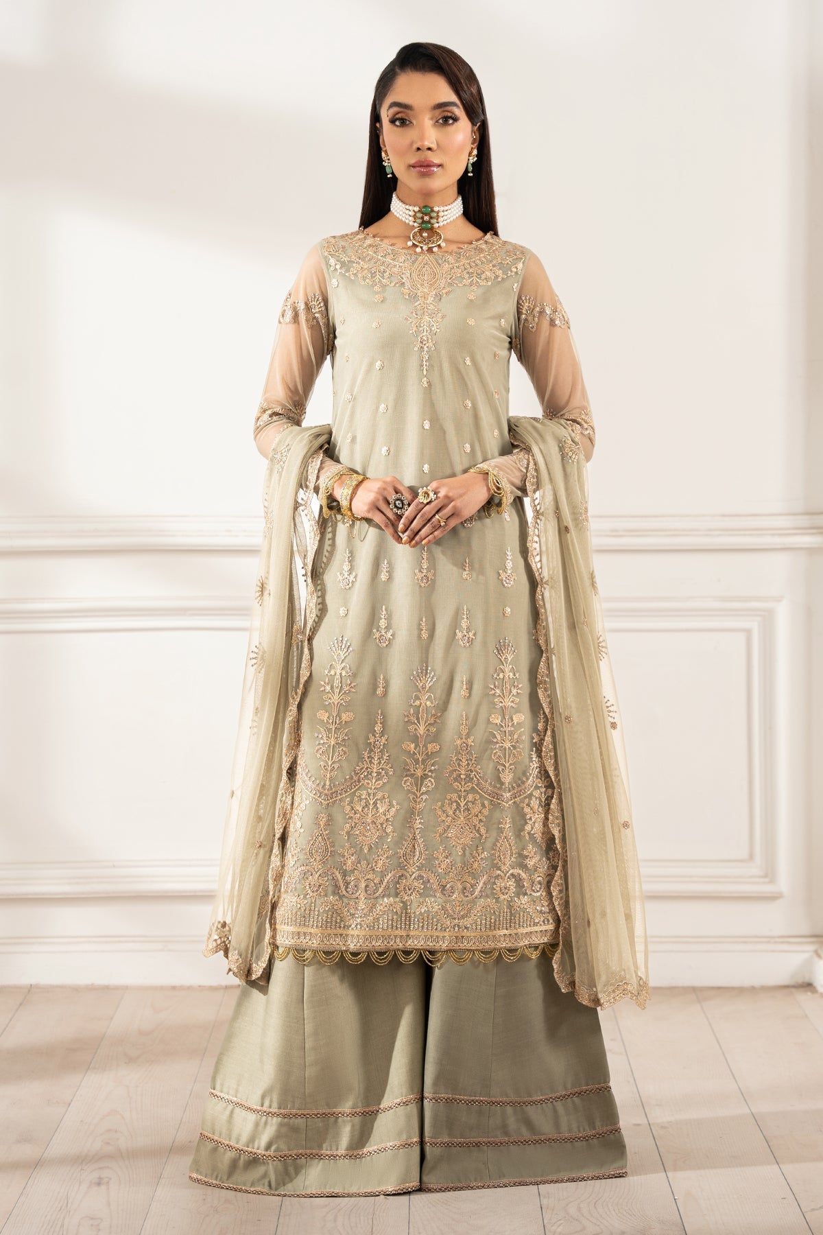 Zarif | Heer Formals | Z-01 LEILA XL Green Net