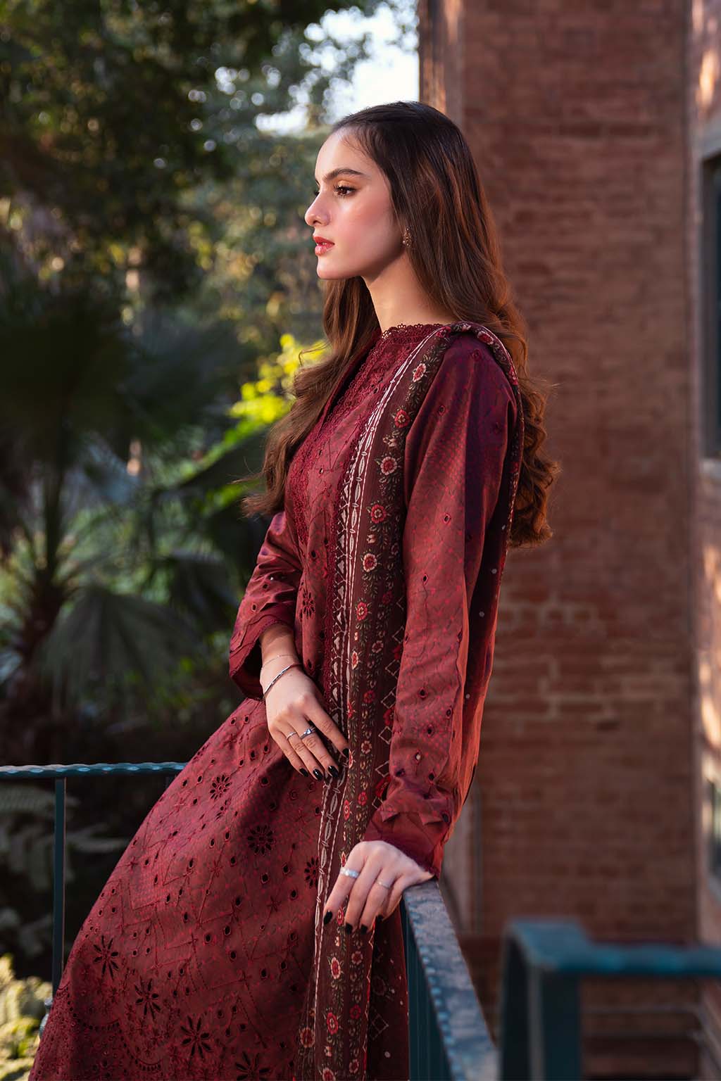 Neeshay | Summer Lines Printkari 25 | GARNET M Dark Maroon Lawn