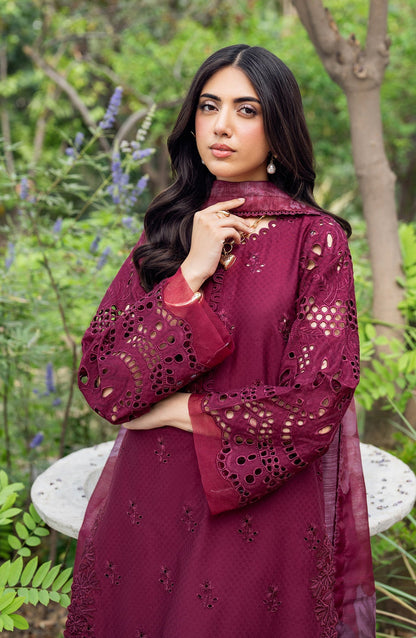 Zarif | Nura Textured Lawn 25 | MORICH XL Lawn Maroon
