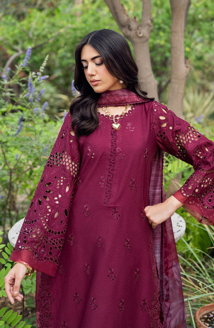 Zarif | Nura Textured Lawn 25 | MORICH M Lawn Maroon