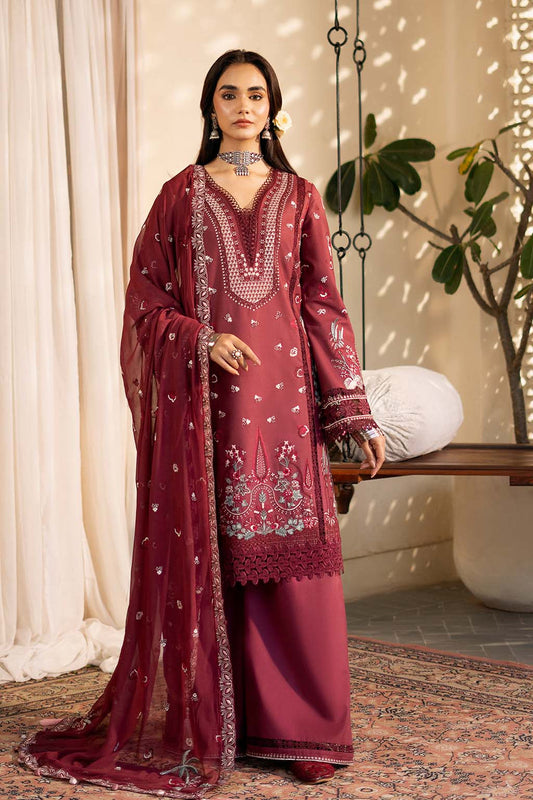 Zarposh | Sajni Lawn 25 | Nayirah XS Maroon Lawn