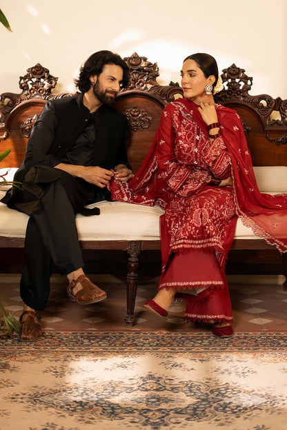 Zarposh | Sajni Lawn 25 | Noorjah XL Maroon Lawn