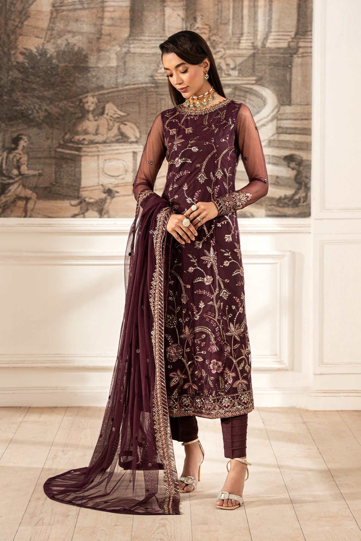 Zarif | Formal Edit 25 | ZFE-06 DAHLIA XS Dark Plum Net