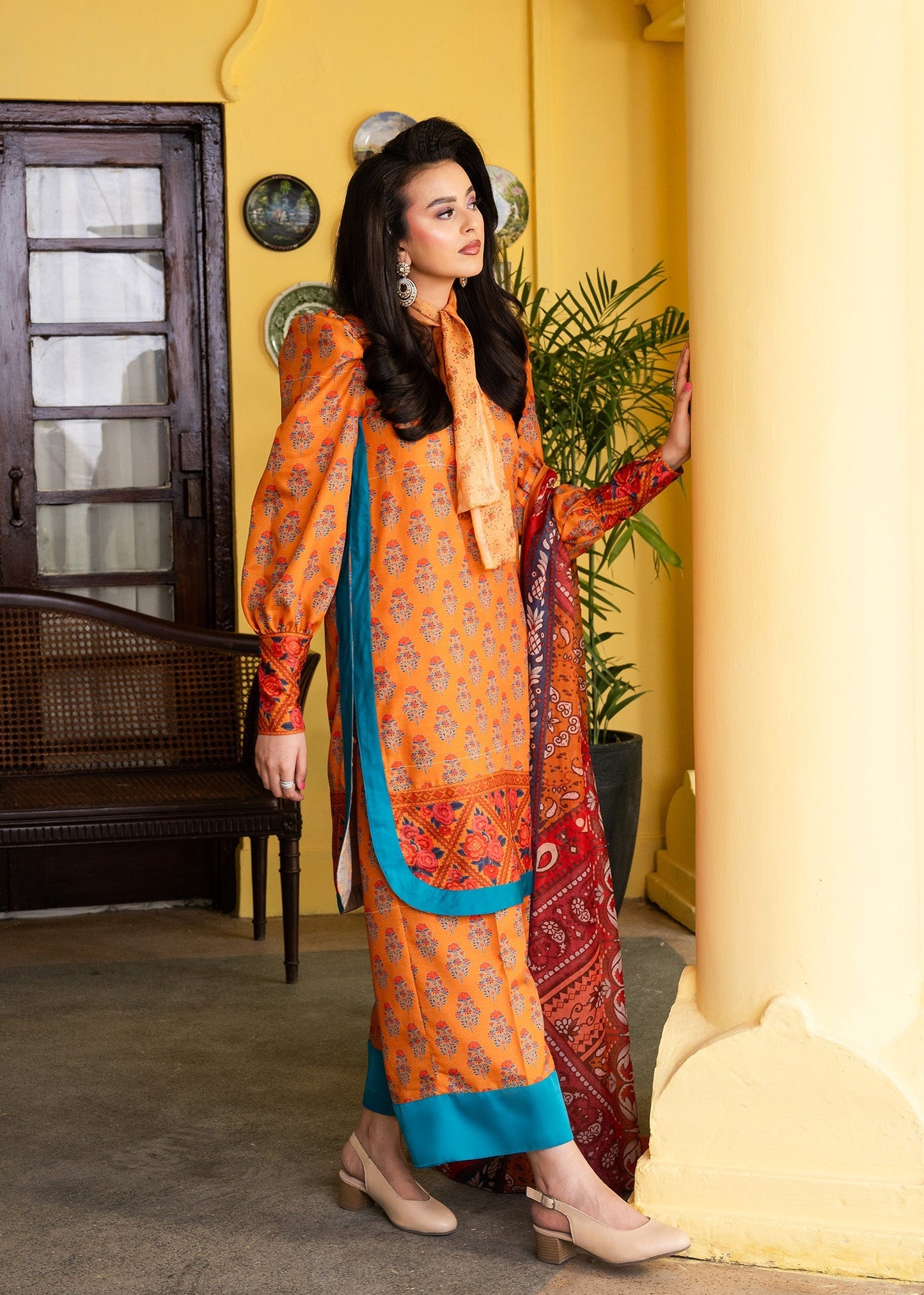 Maria Osama Khan | Retro Lawn 25 | Nehr XL Orange Lawn