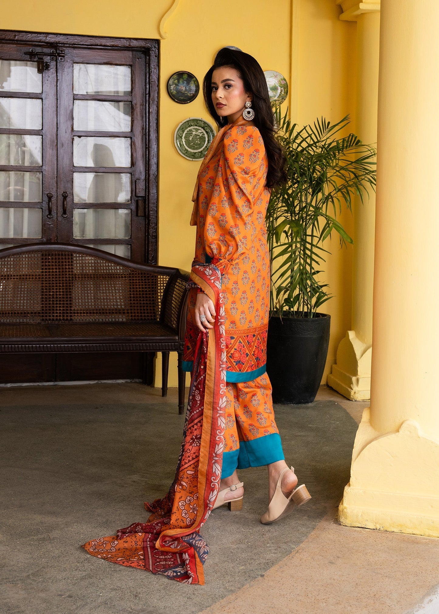 Maria Osama Khan | Retro Lawn 25 | Nehr S Orange Lawn