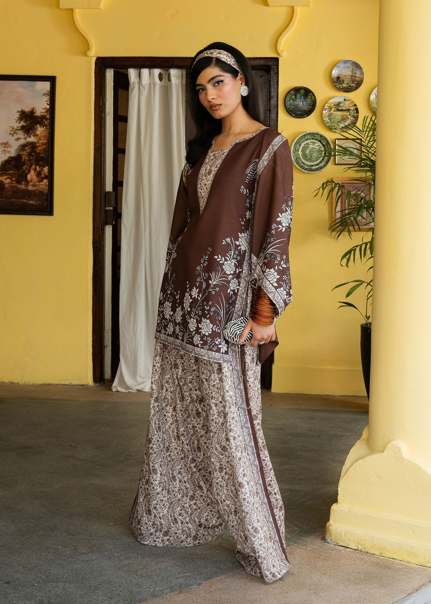 Maria Osama Khan | Retro Lawn 25 | Laleen S Chocolate Brown Lawn