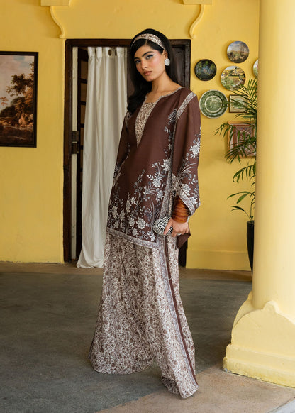 Maria Osama Khan | Retro Lawn 25 | Laleen S Chocolate Brown Lawn