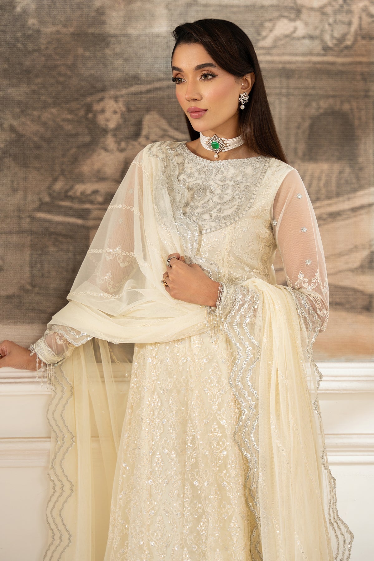 Zarif | Heer Formals | Z-03 AYDA M Ivory Net
