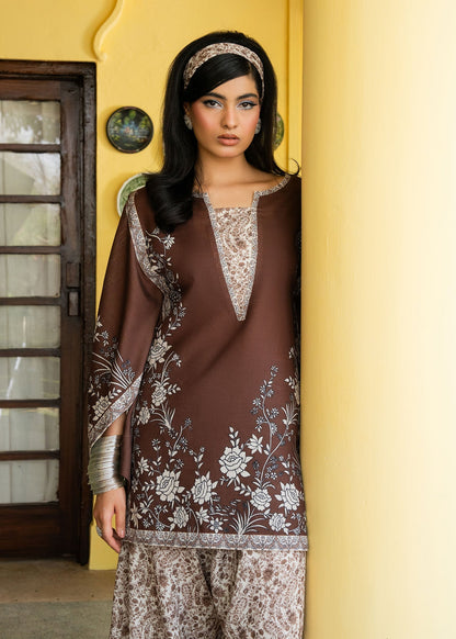 Maria Osama Khan | Retro Lawn 25 | Laleen L Chocolate Brown Lawn