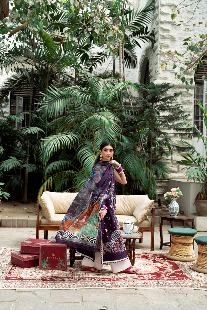 Florent | Eid Edits Luxury Lawn | FEE - 1A L Plum Lawn